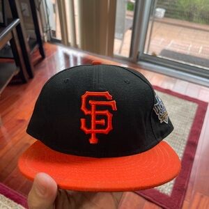 MLB Black and Orange Fitted Cap size 8
